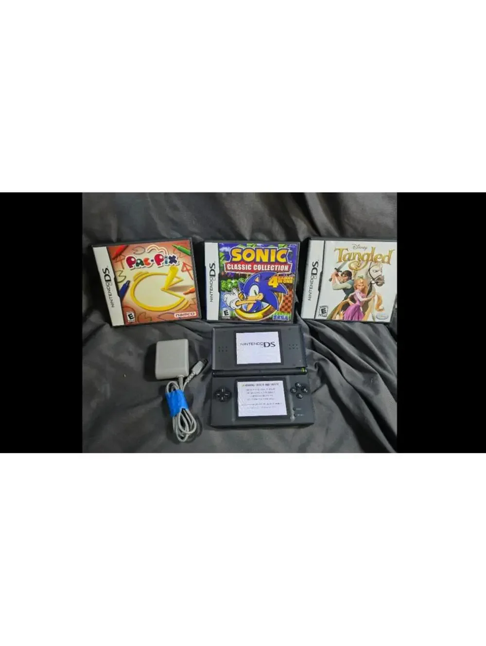 Nintendo DS Lite Cobalt Blue Handheld Console Working Charger Stylus And 3 Games